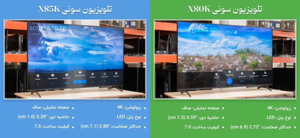 مقایسه تلویزیون سونی X80K با تلویزیون X85K