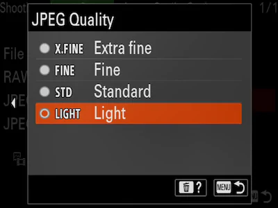 اندازه JPEG جدید "light"